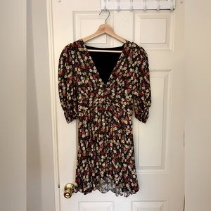 Zara floral V neck dress